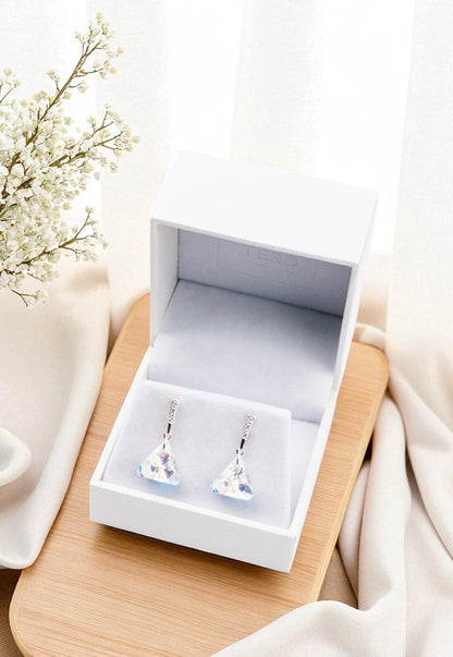 Aros Trinidad Plata 925 Cristal Genuino Aurora Boreal