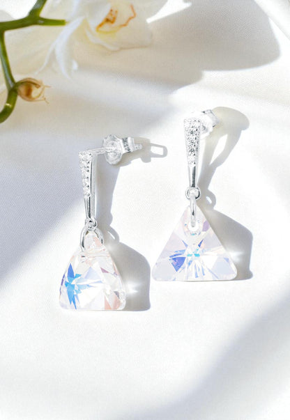 Aros Trinidad Plata 925 Cristal Genuino Aurora Boreal