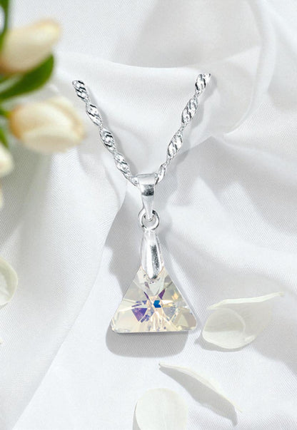 Collar Trinidad Plata 925 Cristal Genuino Aurora Boreal