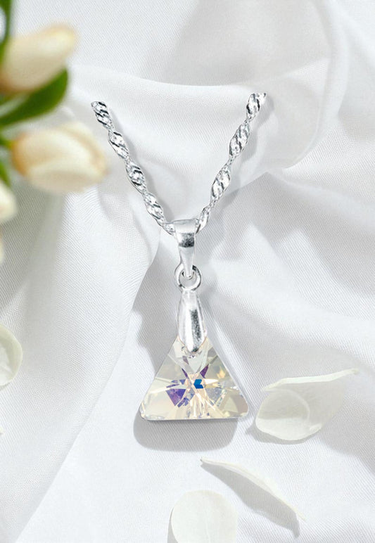 Collar Trinidad Plata 925 Cristal Genuino Aurora Boreal