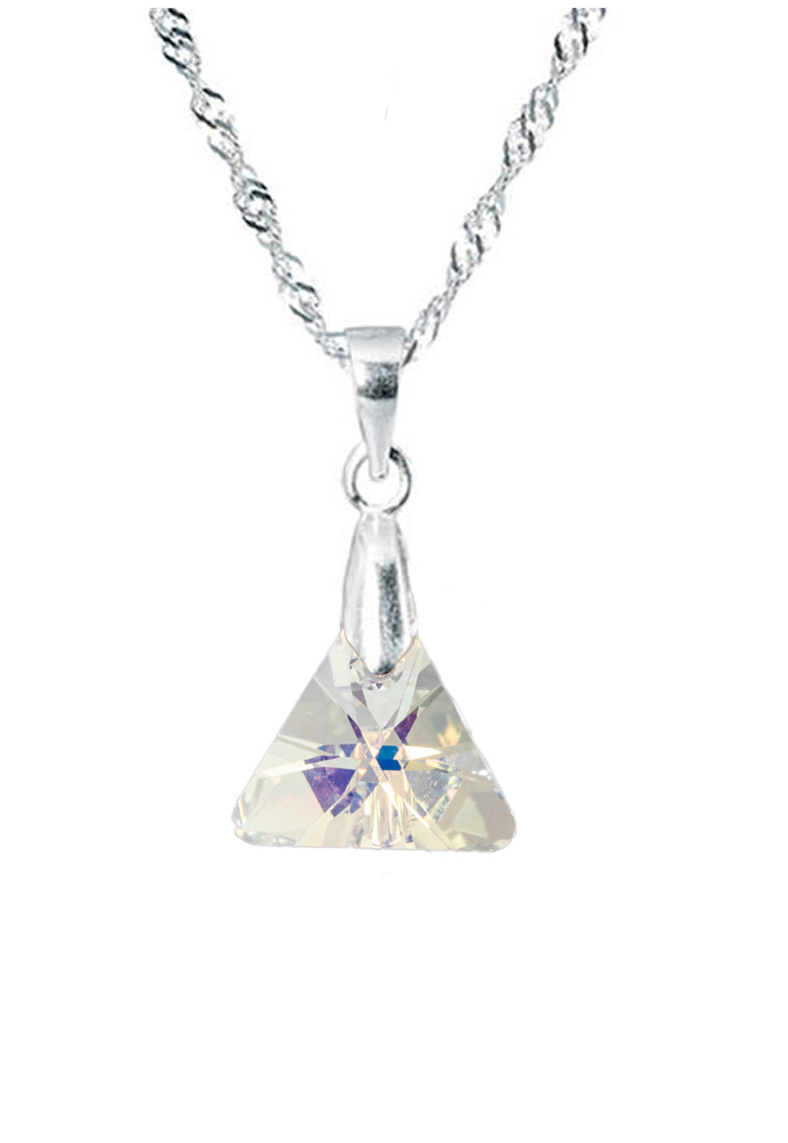 Collar Trinidad Plata 925 Cristal Genuino Aurora Boreal