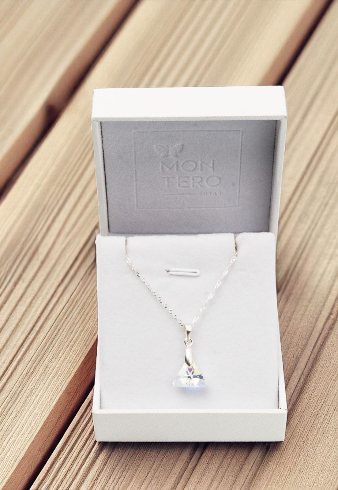 Collar Trinidad Plata 925 Cristal Genuino Aurora Boreal