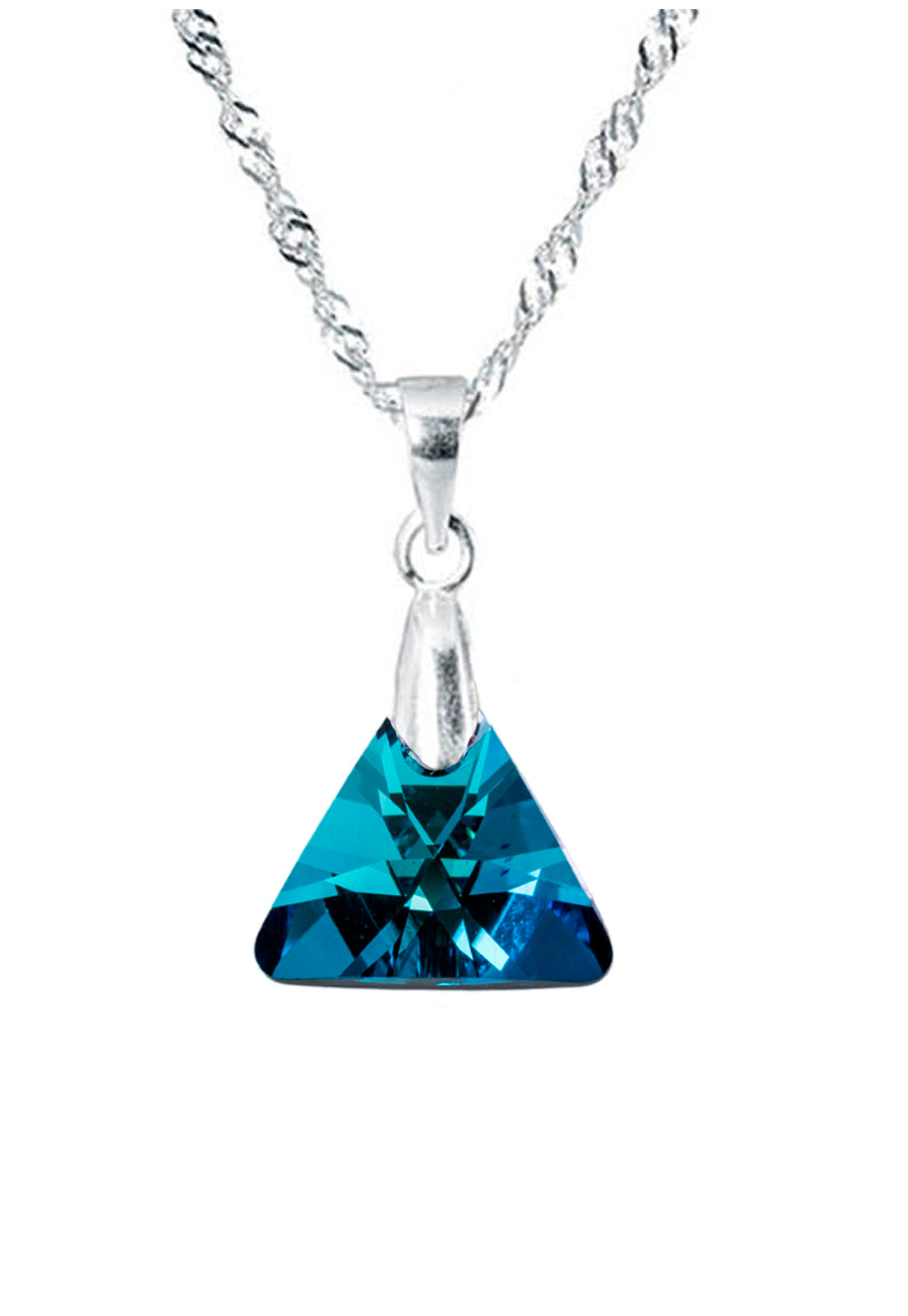 Collar Trinidad Plata 925 Cristal Genuino Bermuda Blue