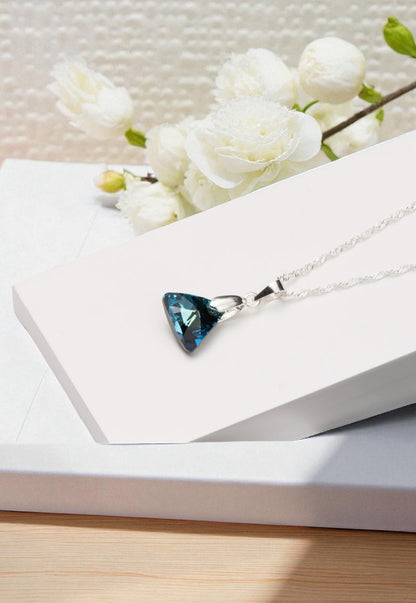 Collar Trinidad Plata 925 Cristal Genuino Bermuda Blue