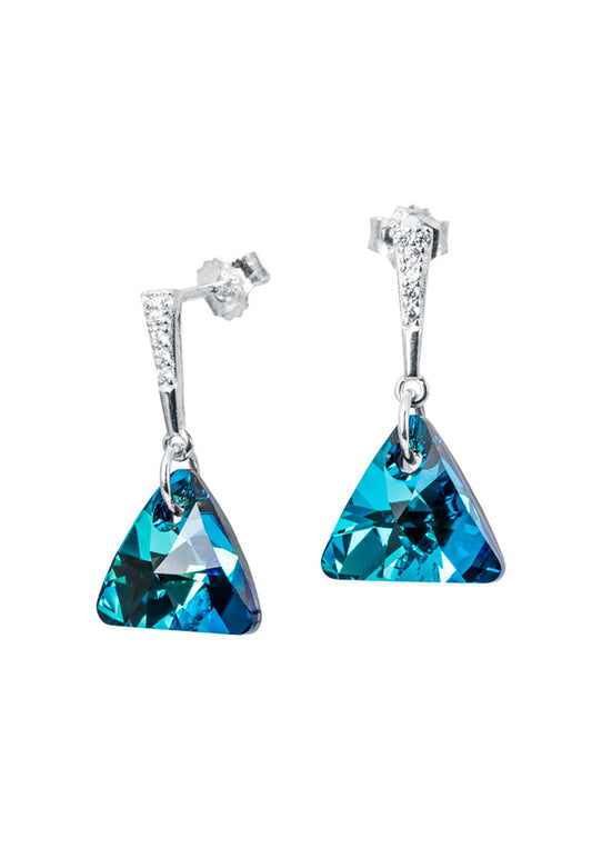 Aros Trinidad Plata 925 Cristal Genuino Bermuda Blue