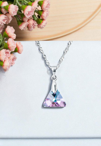 Collar Trinidad Plata 925 Cristal Genuino Vitral Light