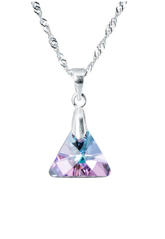 Collar Trinidad Plata 925 Cristal Genuino Vitral Light