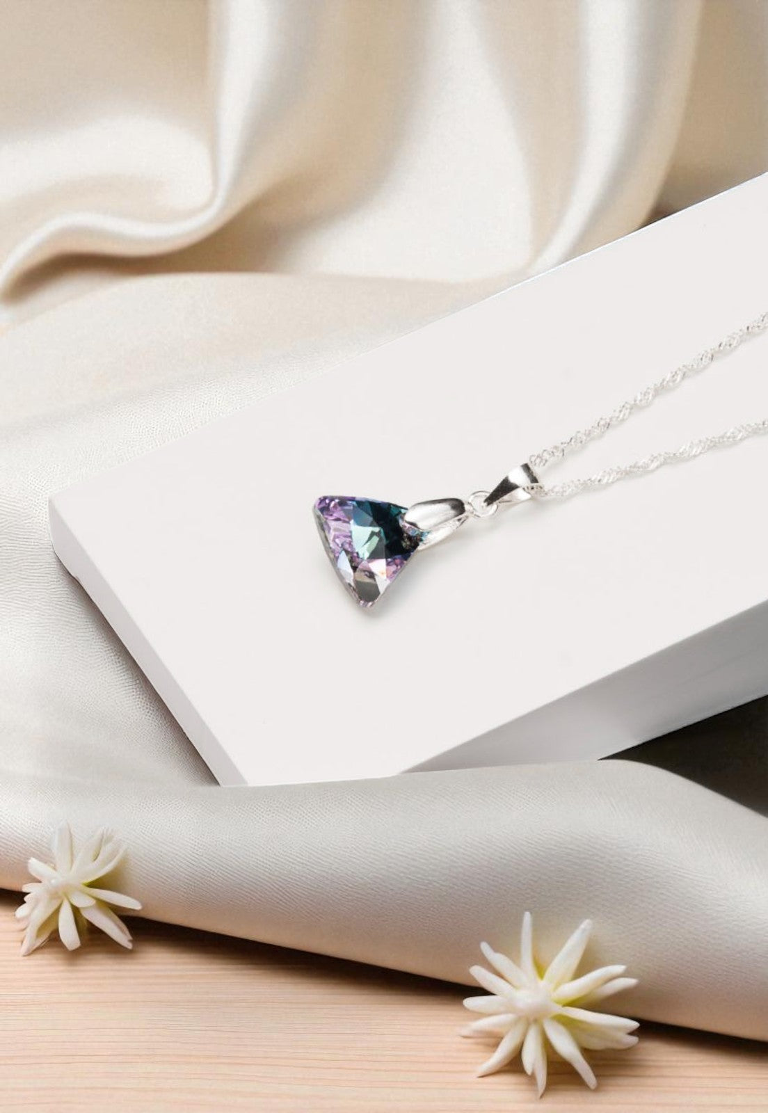 Collar Trinidad Plata 925 Cristal Genuino Vitral Light