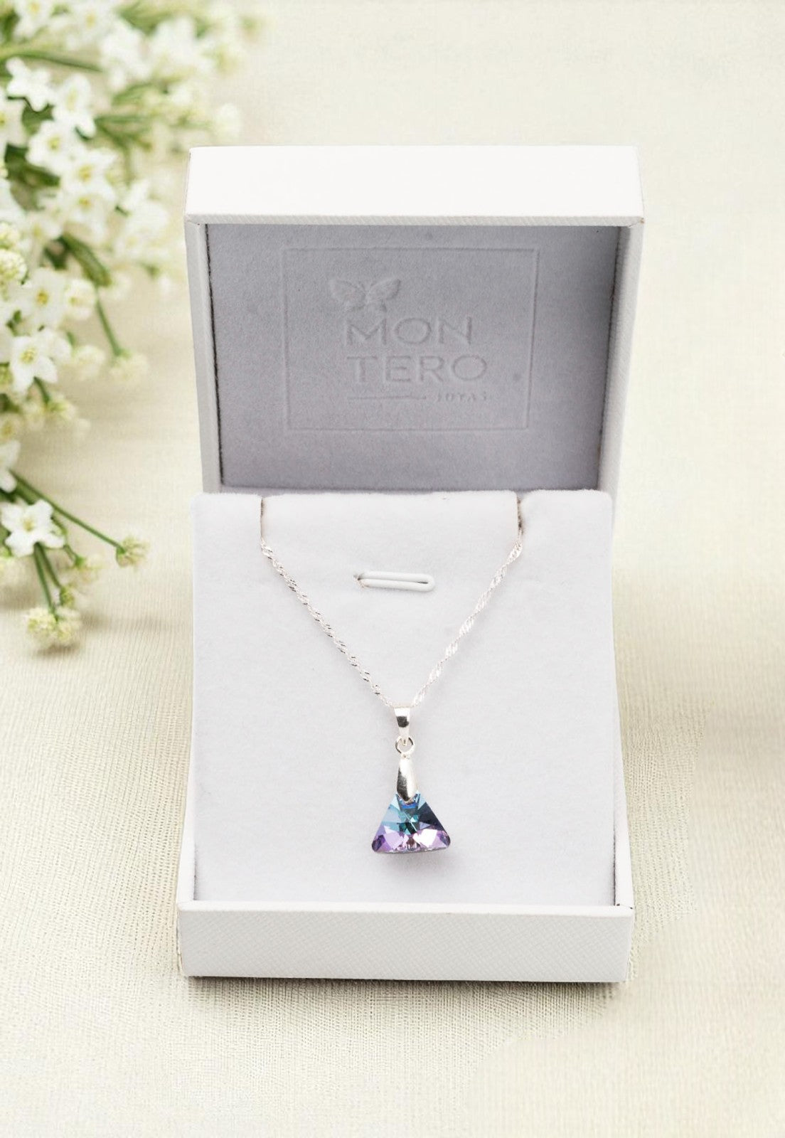 Collar Trinidad Plata 925 Cristal Genuino Vitral Light