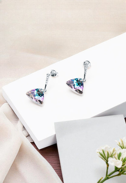 Aros Trinidad Plata 925 Cristal Genuino Vitral Light