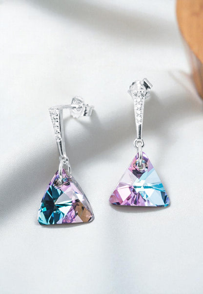 Aros Trinidad Plata 925 Cristal Genuino Vitral Light