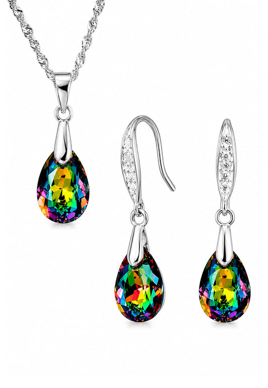 Conjunto Milan Plata 925 Cristal Swarovski® Vitral Medium