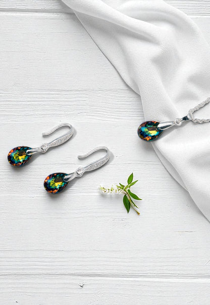 Conjunto Milan Plata 925 Cristal Genuino Vitral Medium