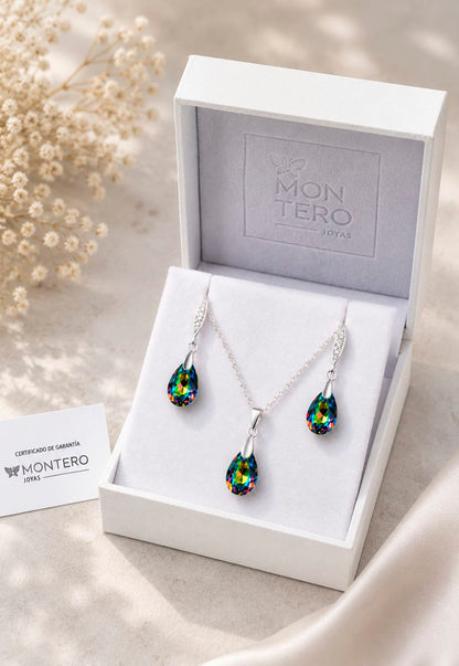 Conjunto Milan Plata 925 Cristal Swarovski® Vitral Medium