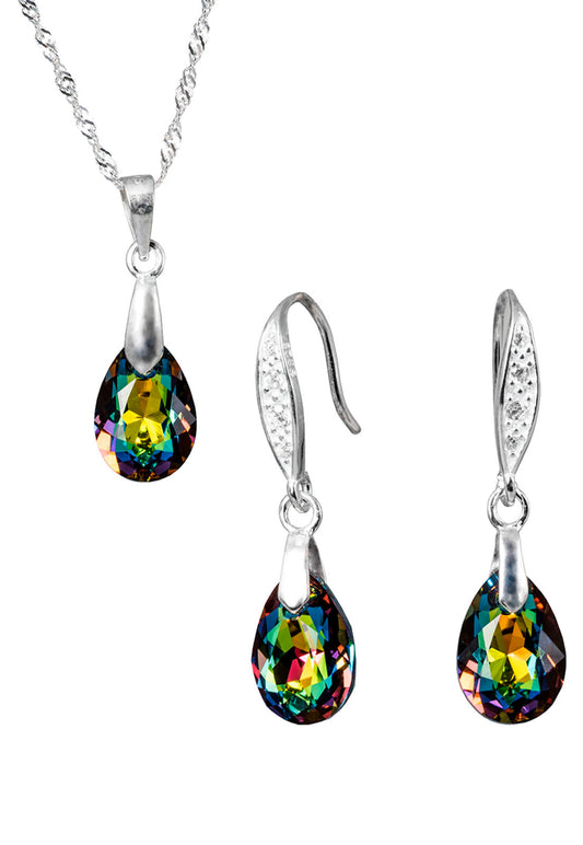 Conjunto Milan Plata 925 Cristal Genuino Vitral Medium