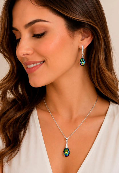 Conjunto Milan Plata 925 Cristal Swarovski® Vitral Medium