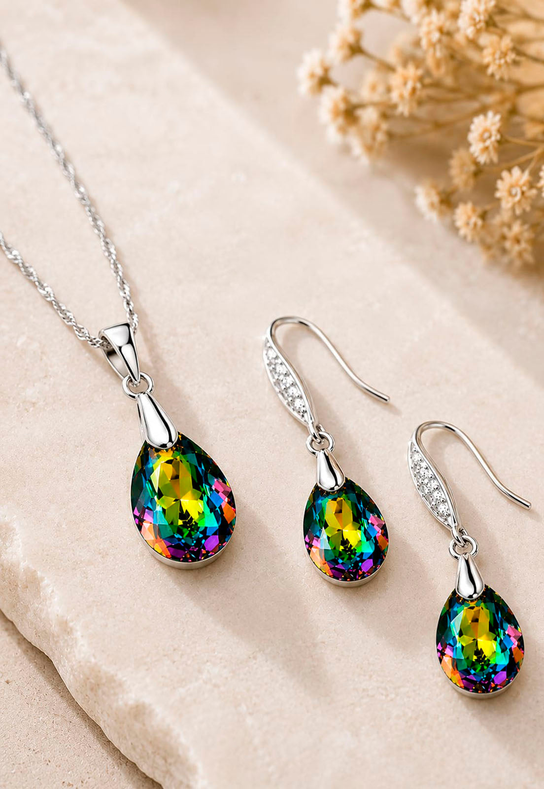 Conjunto Milan Plata 925 Cristal Swarovski® Vitral Medium