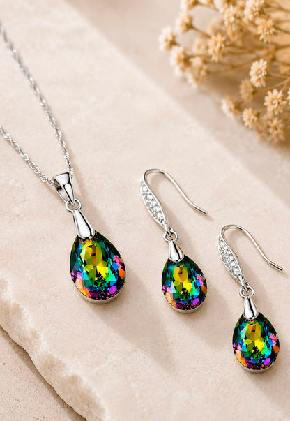 Conjunto Milan Plata 925 Cristal Swarovski® Vitral Medium