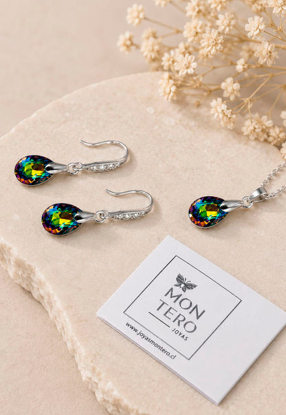 Conjunto Milan Plata 925 Cristal Swarovski® Vitral Medium