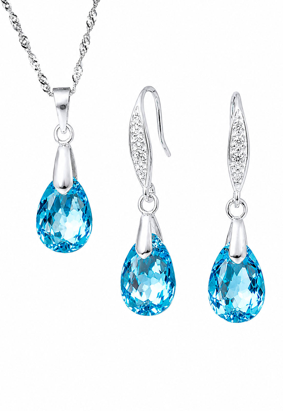 Conjunto Milan Plata 925 Cristal Swarovski® Aquamarine