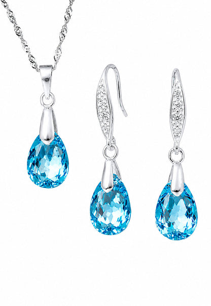 Conjunto Milan Plata 925 Cristal Swarovski® Aquamarine