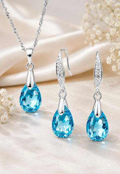 Conjunto Milan Plata 925 Cristal Swarovski® Aquamarine