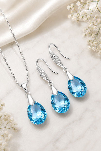 Conjunto Milan Plata 925 Cristal Swarovski® Aquamarine