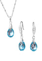Conjunto Milan Plata 925 Cristal Genuino Aquamarine