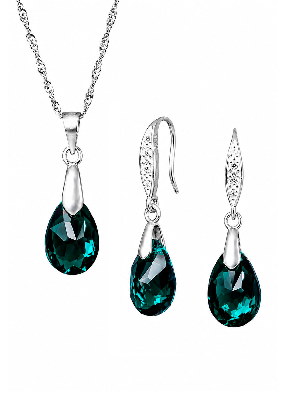 Conjunto Milan Plata 925 Cristal Swarovski®  Emerald