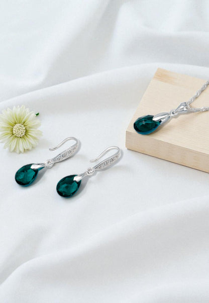 Conjunto Milan Plata 925 Cristal Genuino Emerald