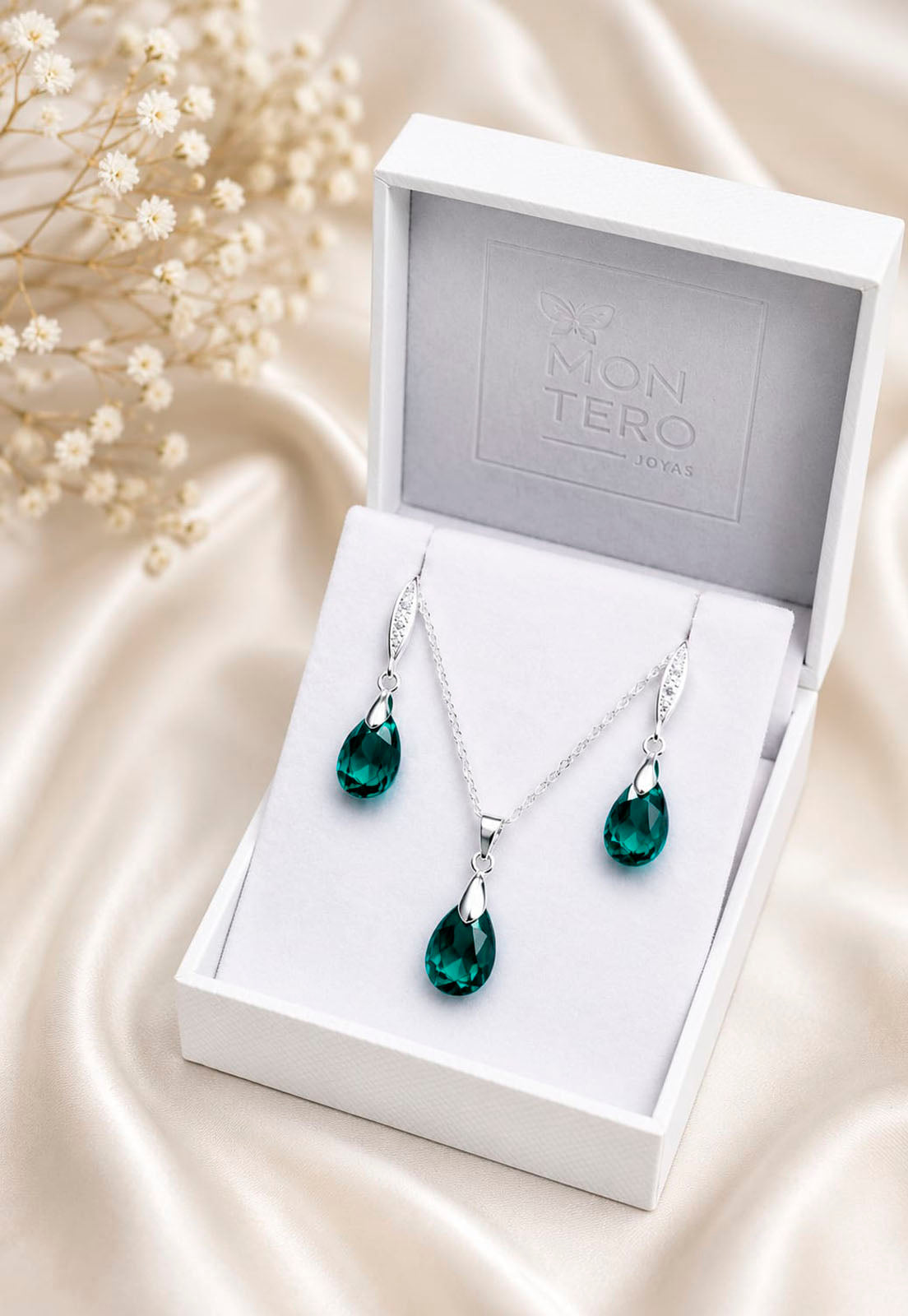 Conjunto Milan Plata 925 Cristal Swarovski®  Emerald