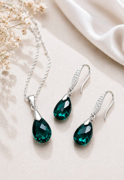 Conjunto Milan Plata 925 Cristal Swarovski®  Emerald