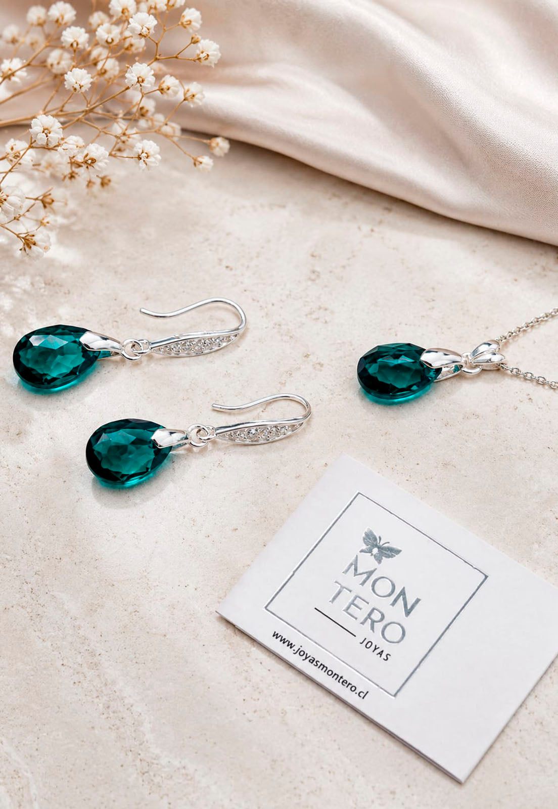Conjunto Milan Plata 925 Cristal Swarovski®  Emerald