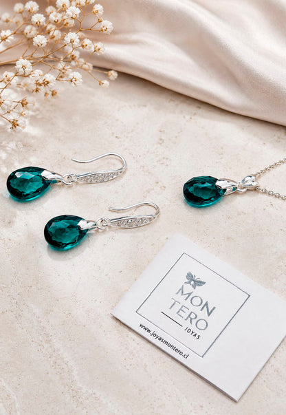 Conjunto Milan Plata 925 Cristal Swarovski®  Emerald