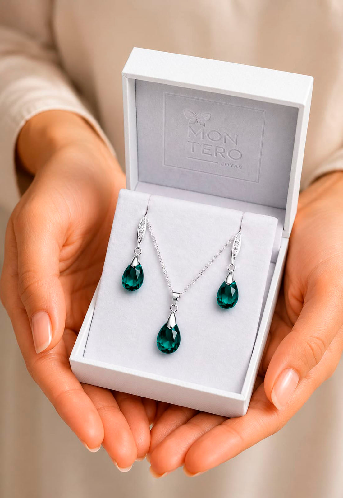 Conjunto Milan Plata 925 Cristal Swarovski®  Emerald