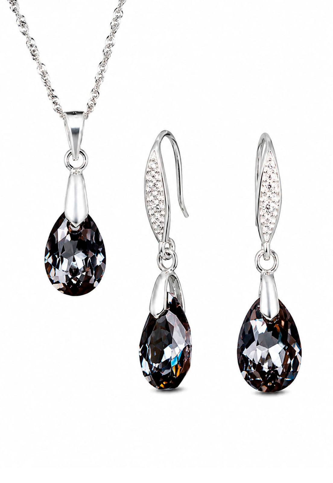 Conjunto Milan Plata 925 Cristal Swarovski® Silver Night