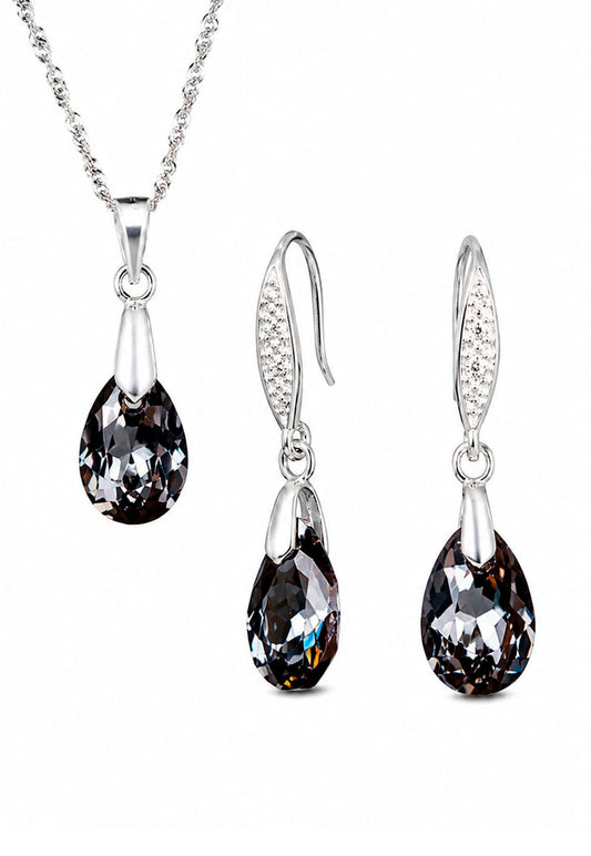Conjunto Milan Plata 925 Cristal Swarovski® Silver Night