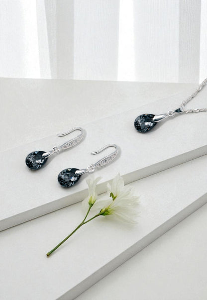 Conjunto Milan Plata 925 Cristal Genuino Silver Night