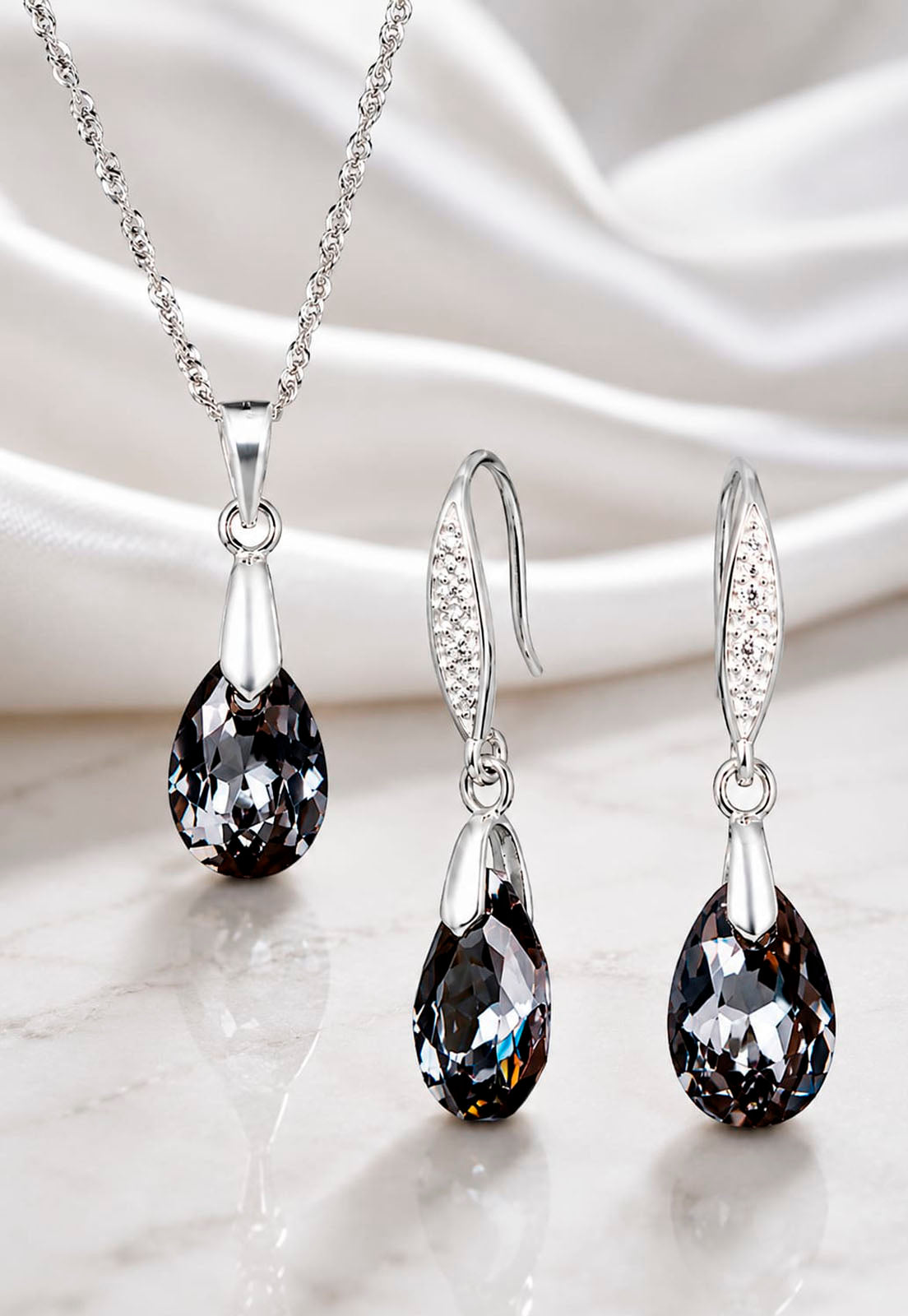 Conjunto Milan Plata 925 Cristal Swarovski® Silver Night