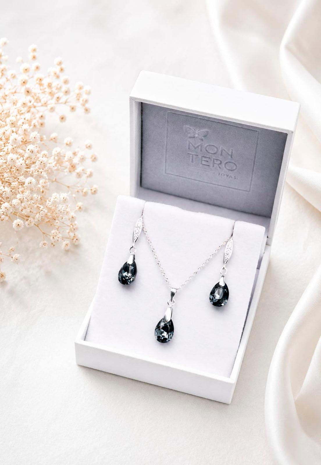 Conjunto Milan Plata 925 Cristal Swarovski® Silver Night