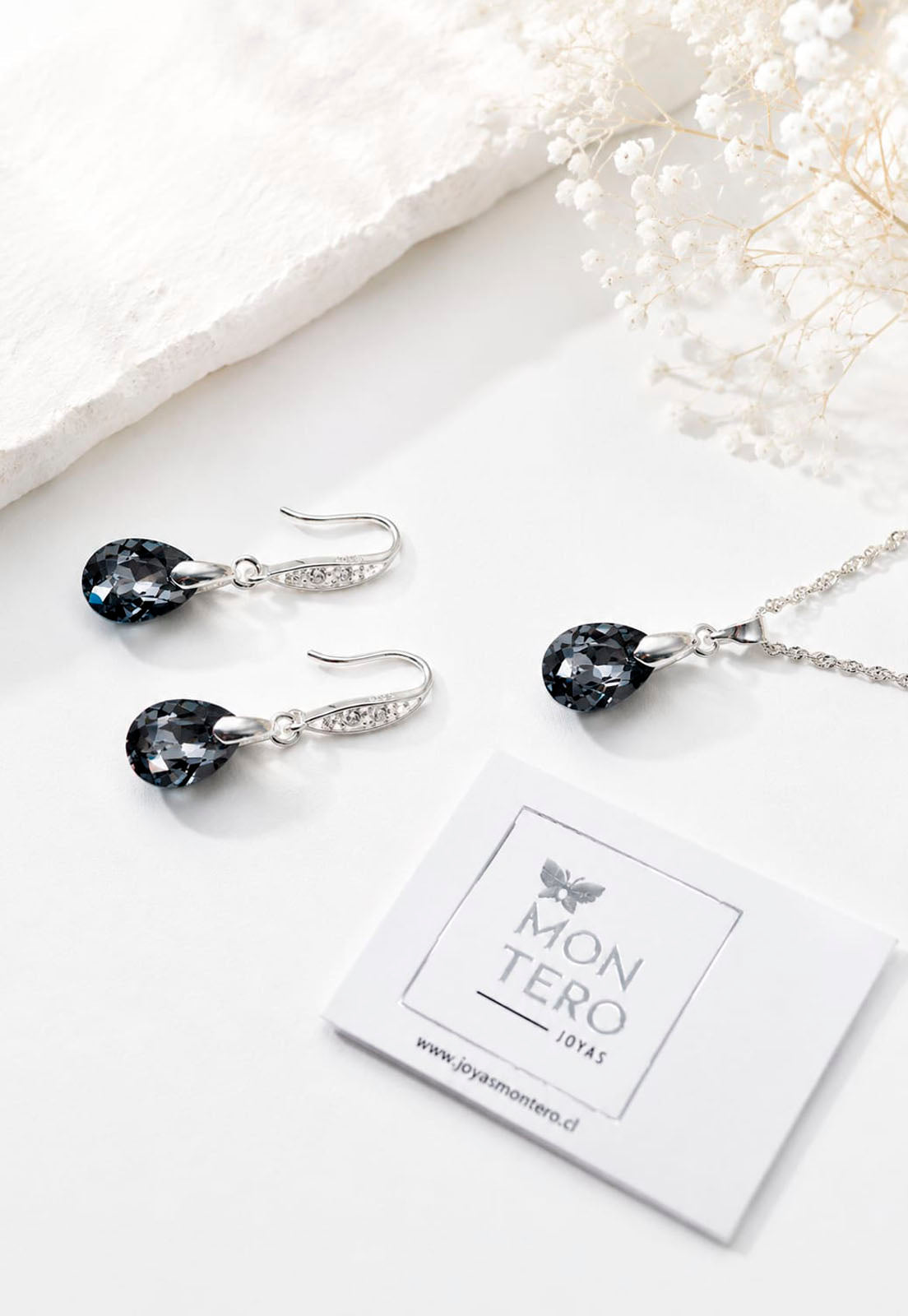Conjunto Milan Plata 925 Cristal Swarovski® Silver Night