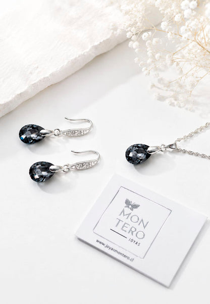 Conjunto Milan Plata 925 Cristal Swarovski® Silver Night