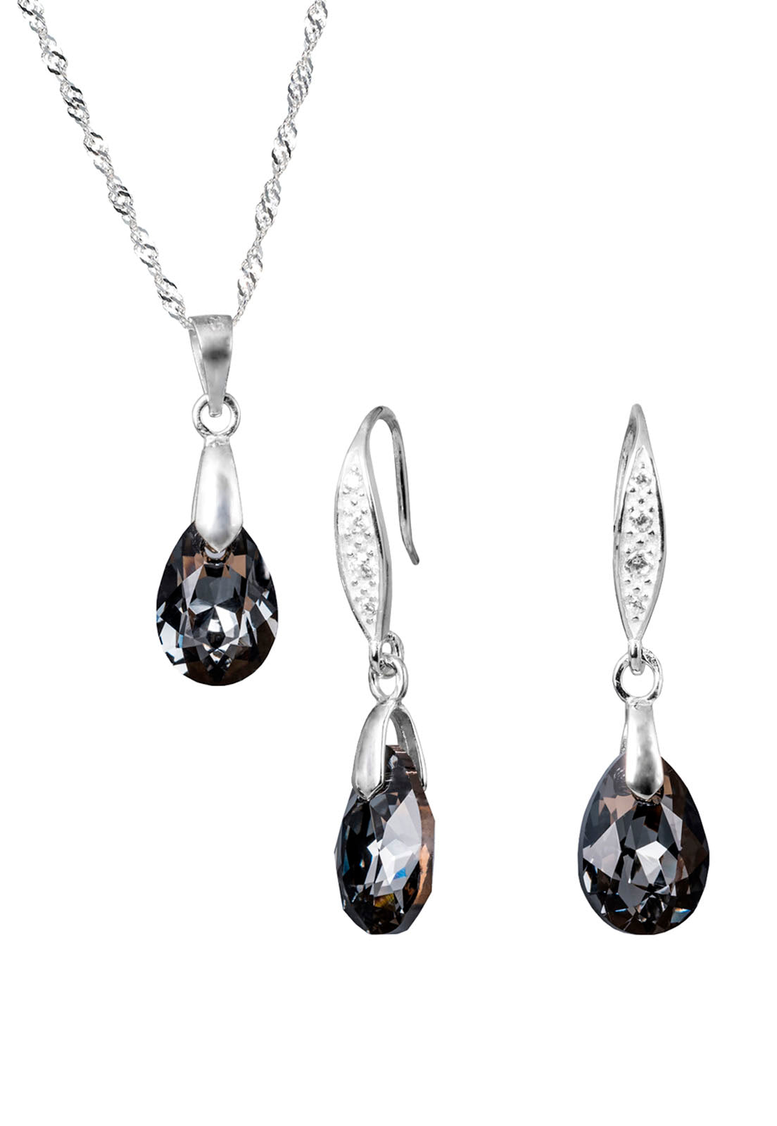 Conjunto Milan Plata 925 Cristal Genuino Silver Night