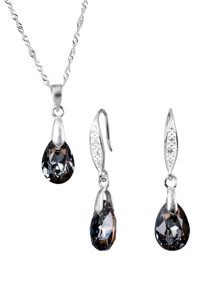 Conjunto Milan Plata 925 Cristal Genuino Silver Night