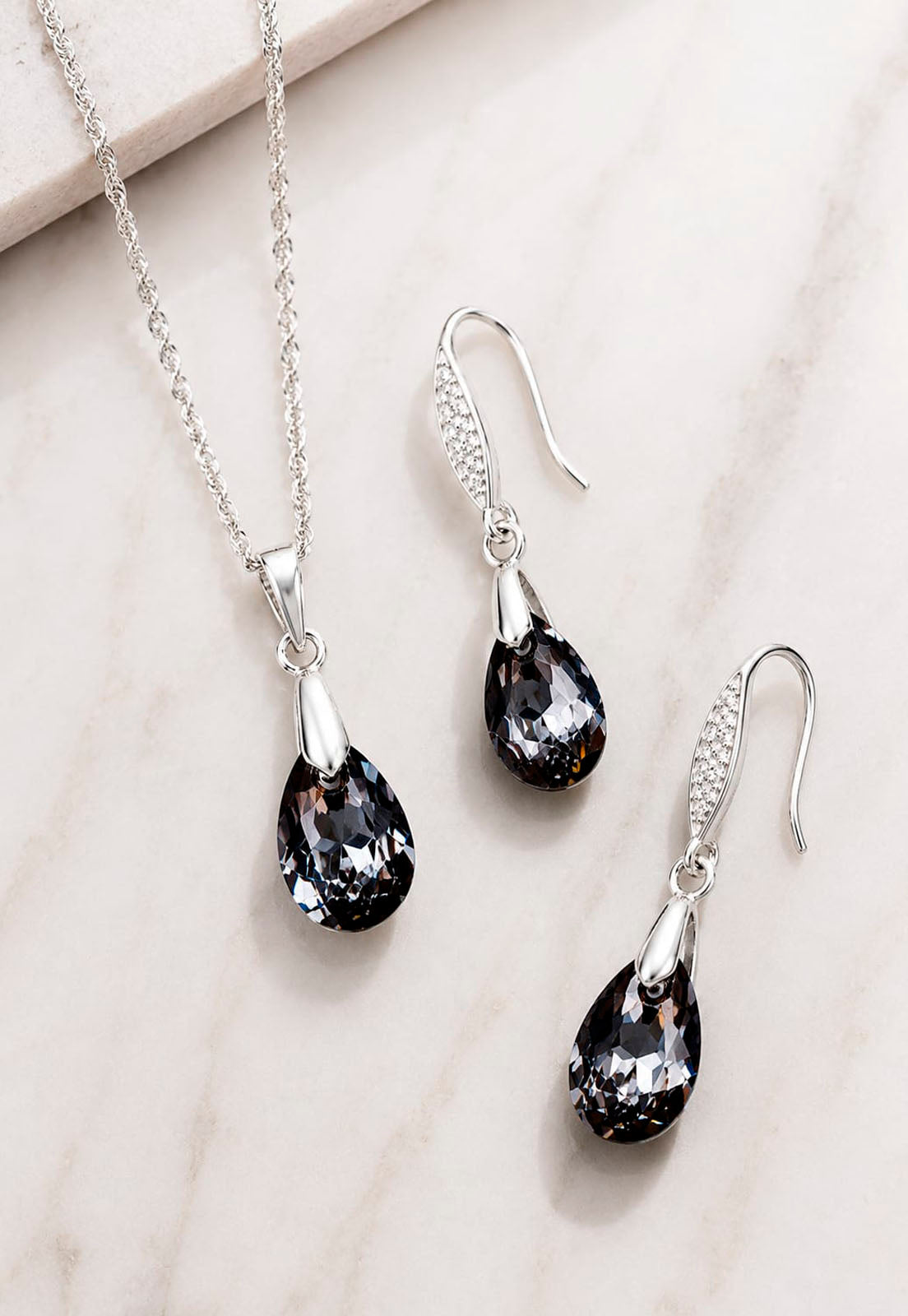 Conjunto Milan Plata 925 Cristal Swarovski® Silver Night