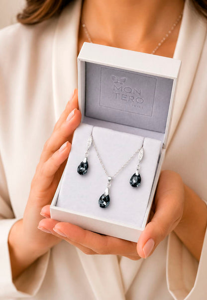 Conjunto Milan Plata 925 Cristal Swarovski® Silver Night