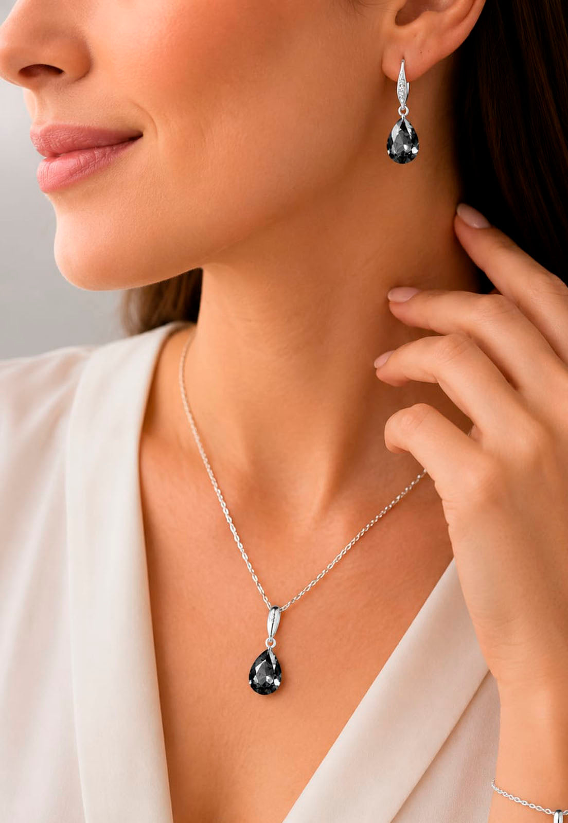 Conjunto Milan Plata 925 Cristal Swarovski® Silver Night