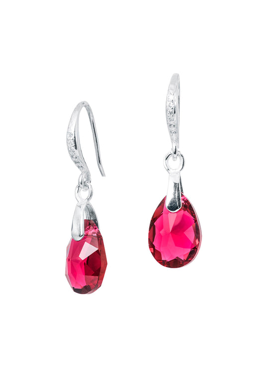 Aros Gota De Luz Plata 925 Cristal Swarovski® Scarlet