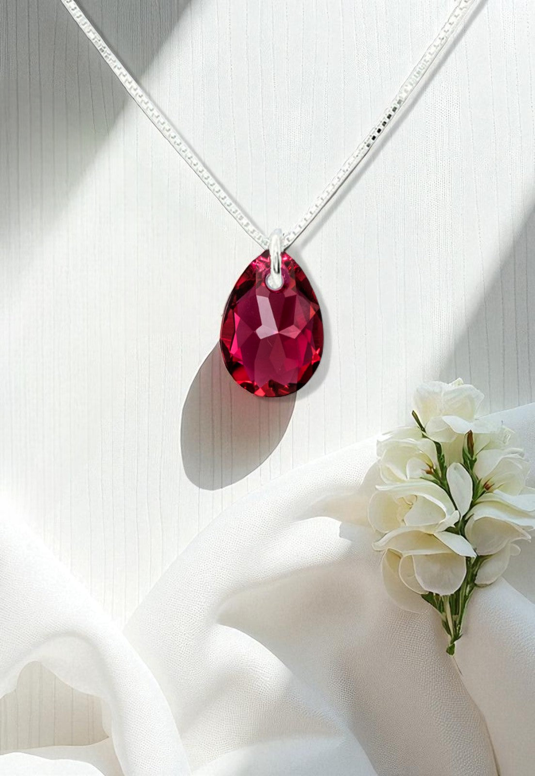 Collar Gota de Luz Plata 925 Cristal Genuino Scarleth