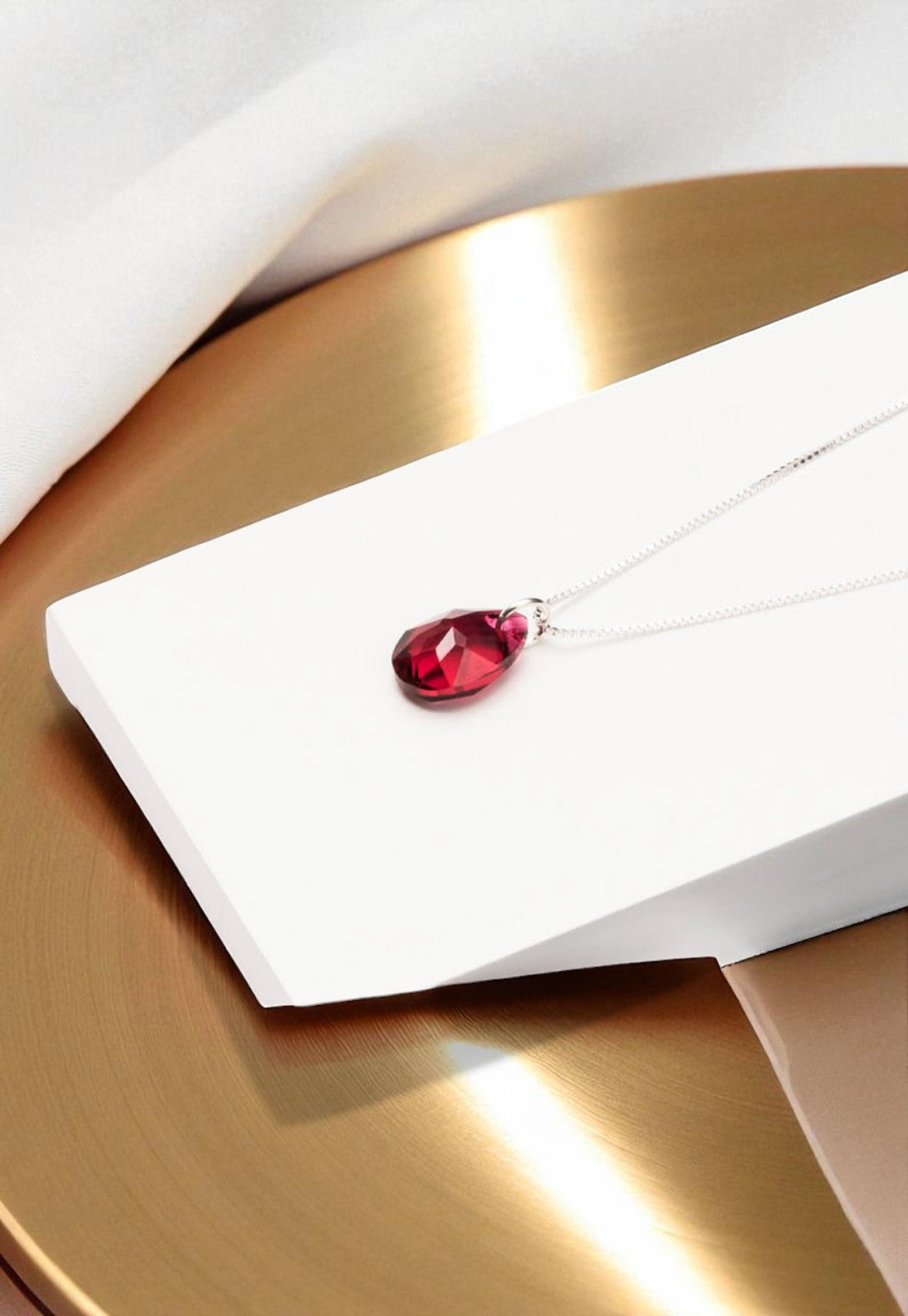 Collar Gota de Luz Plata 925 Cristal Genuino Scarleth